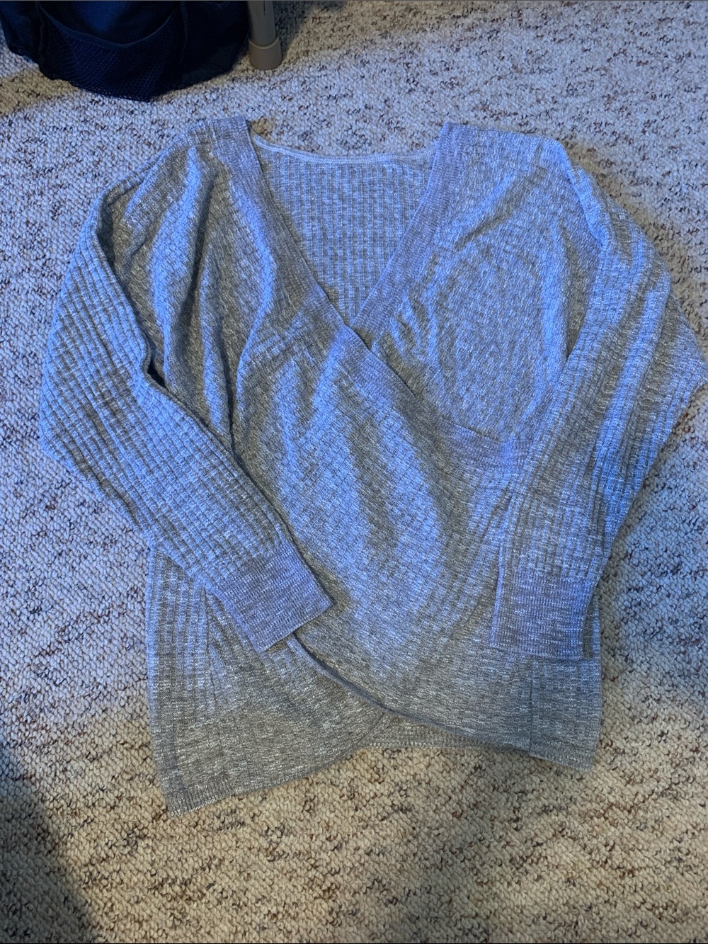 Women's Gray V-Neck Wrap-Front Sweater
